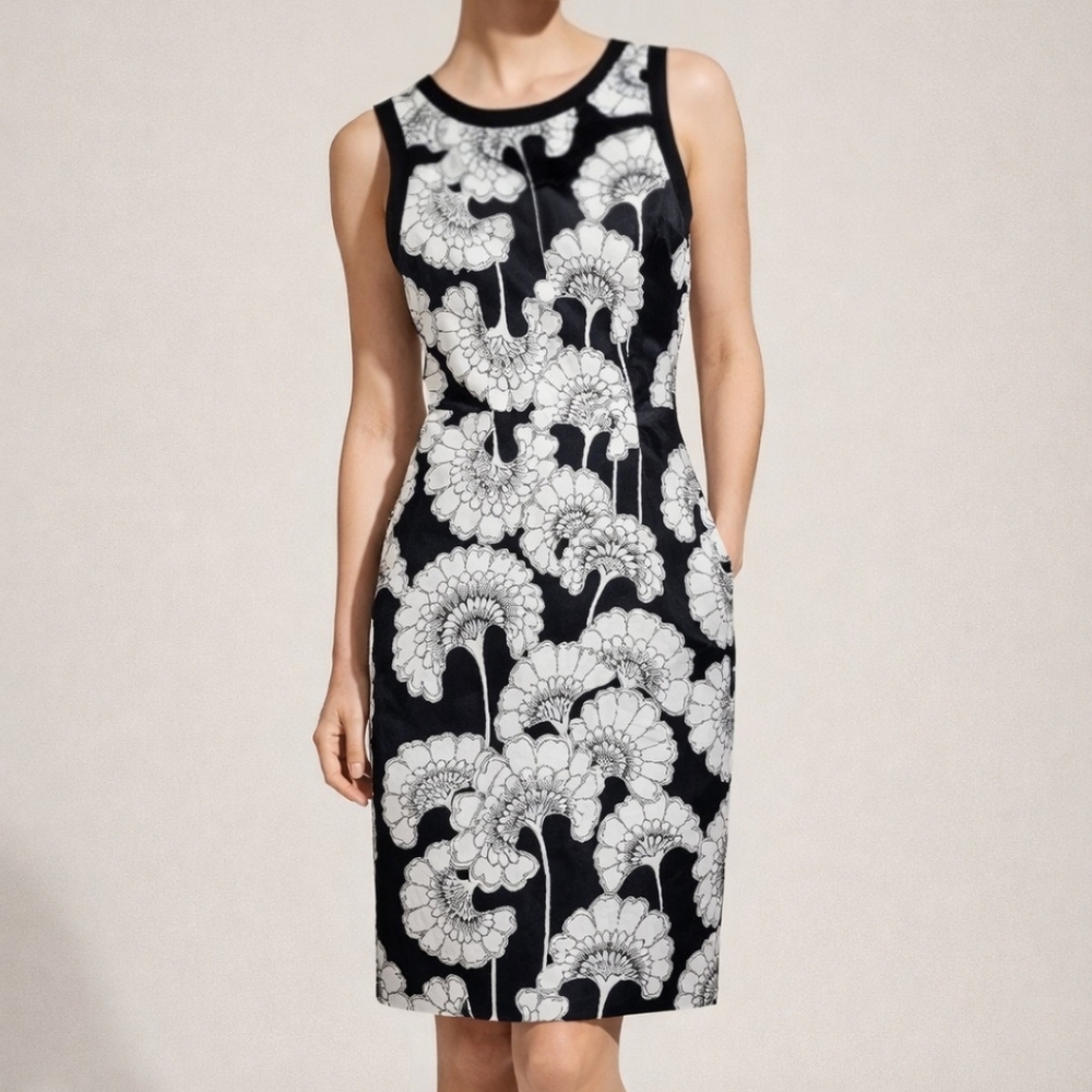 Kate Spade x Florence Broadhurst Austin Floral Silk Blend Sheath Dress Black 6